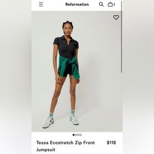 Reformation Tessa Ecostretch Zip Front Jumpsuit, size small